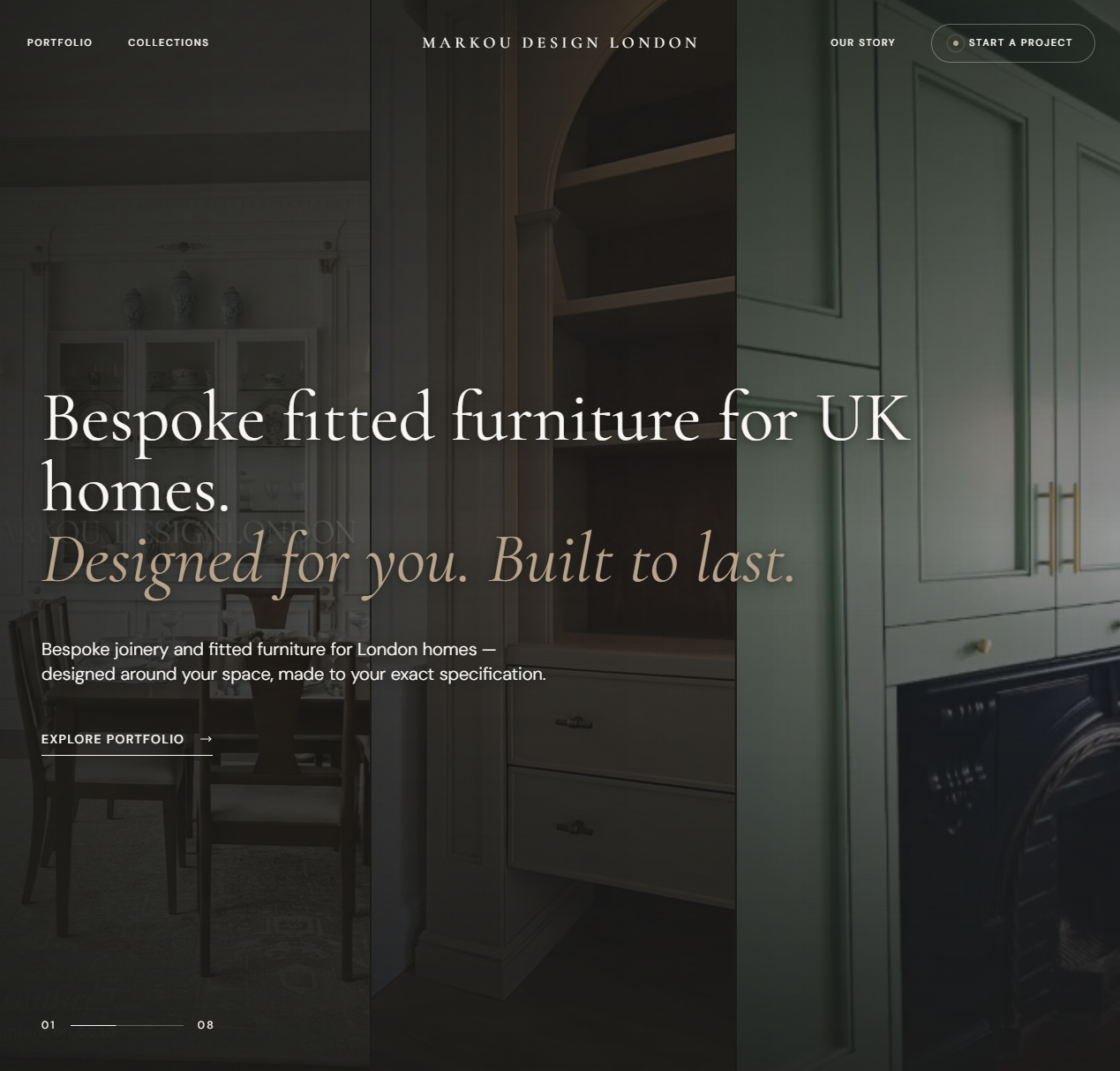 Markou Design London website homepage