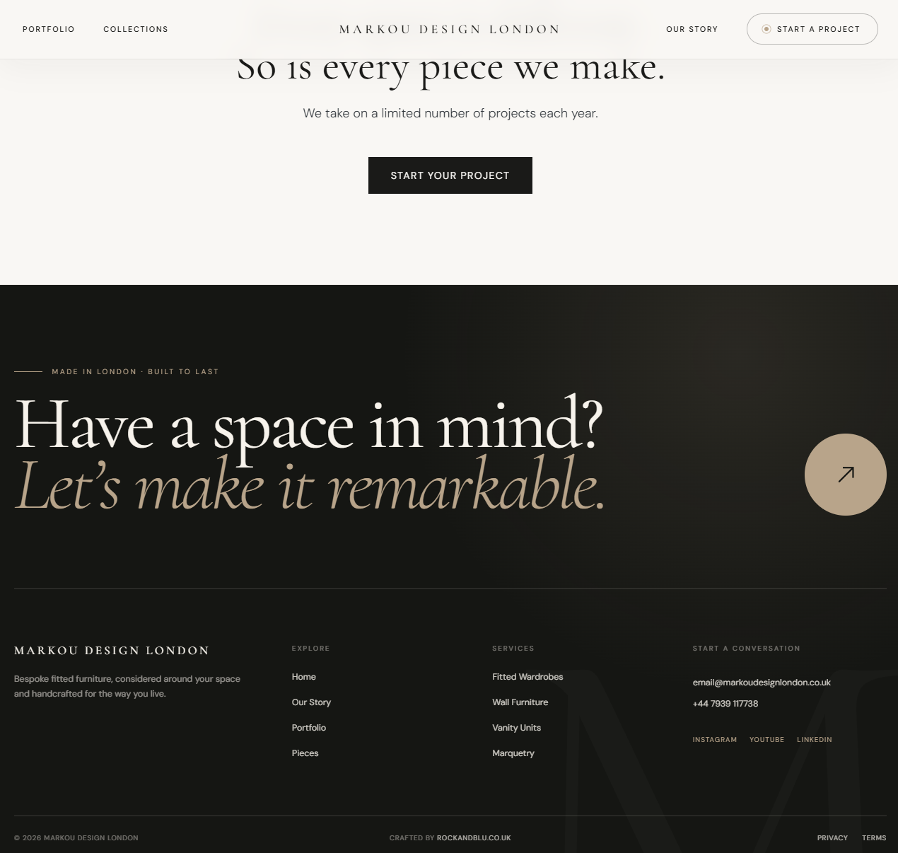 Markou Design London editorial content section